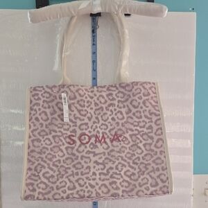 NWT Soma Pink and Cream Leopard Cozy Cat Tote